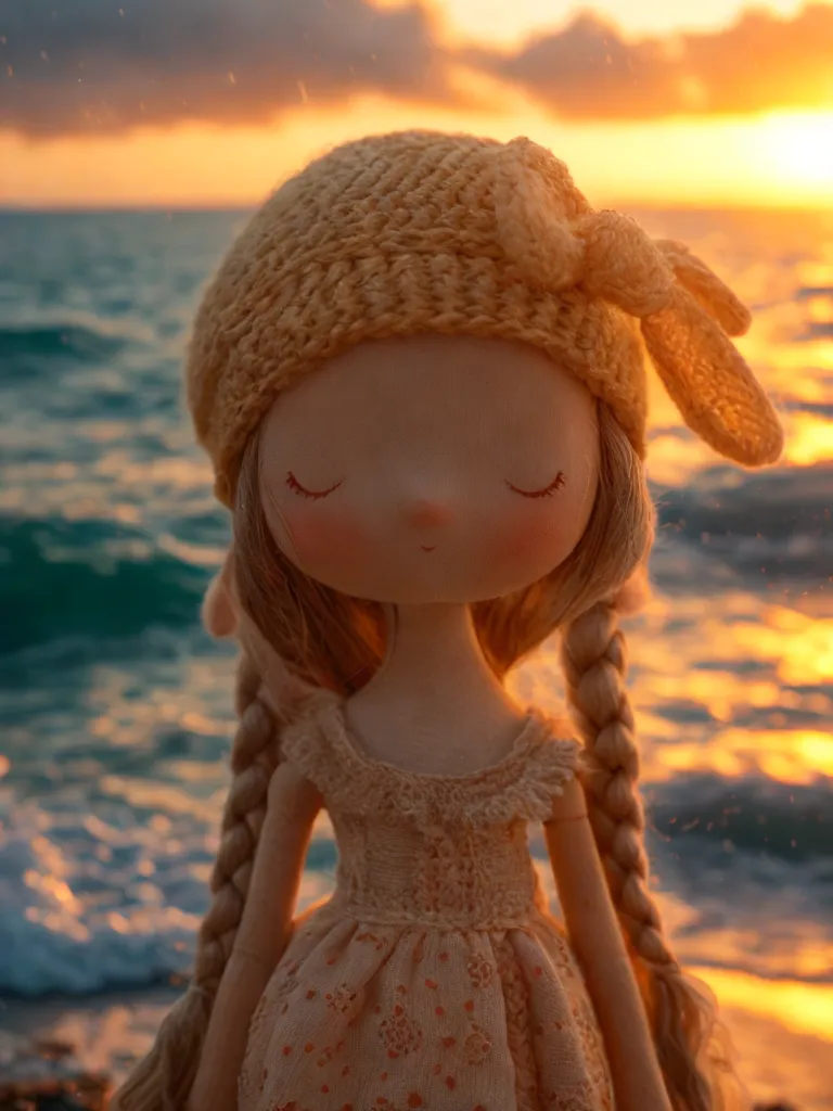 new image, toy,detailed face, sunset over sea with IC Light AI
