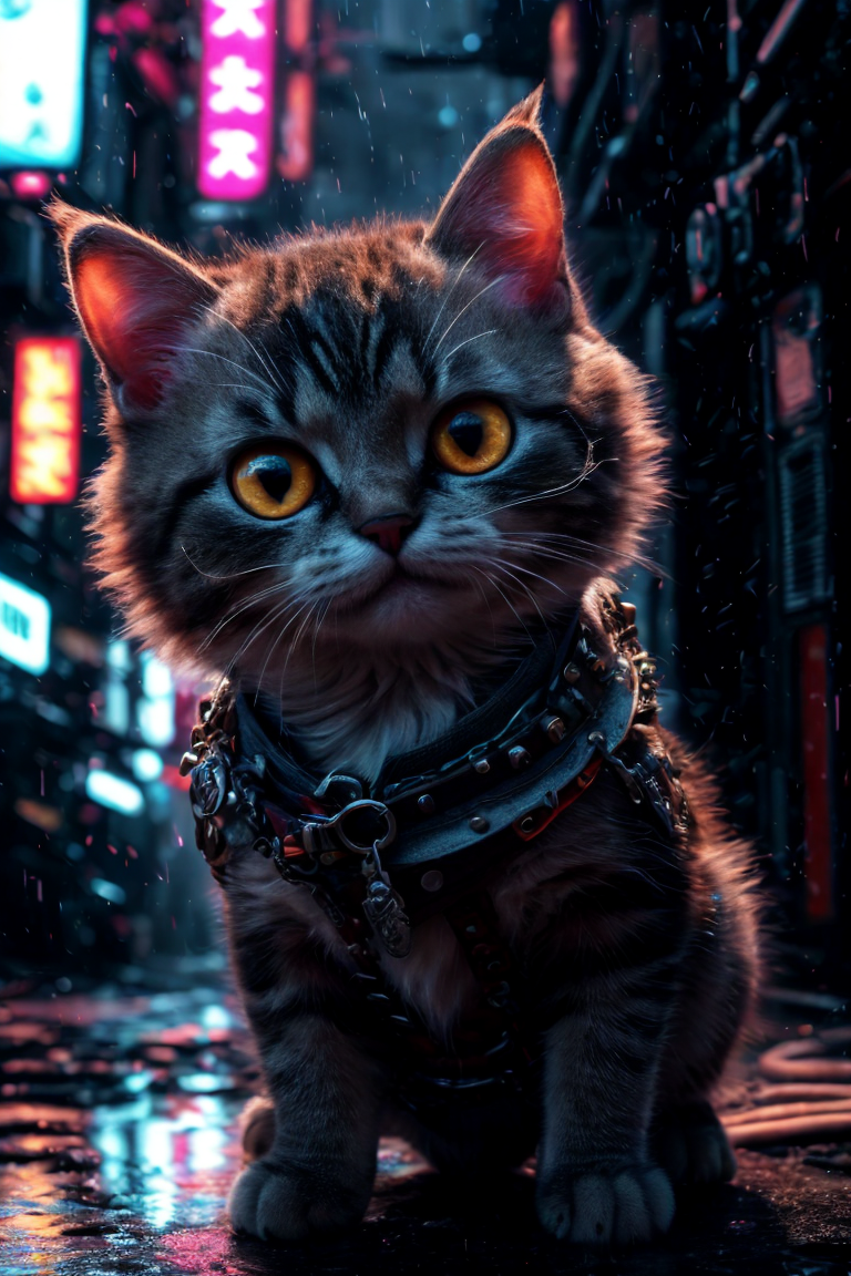 new image, cat, sci-fi RGB glowing, cyberpunk with IC Light AI